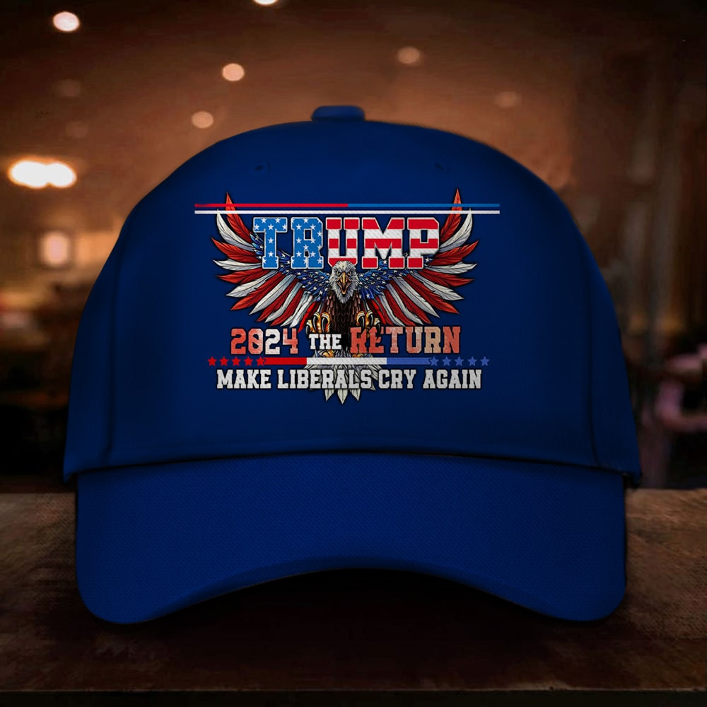 Adeenyc Trump Hat 2024 American Eagle The Return Make Liberals Cry Again Slogan Trump Campaign Merch Trucker Hats Custom Hats Gifts For Men & Women