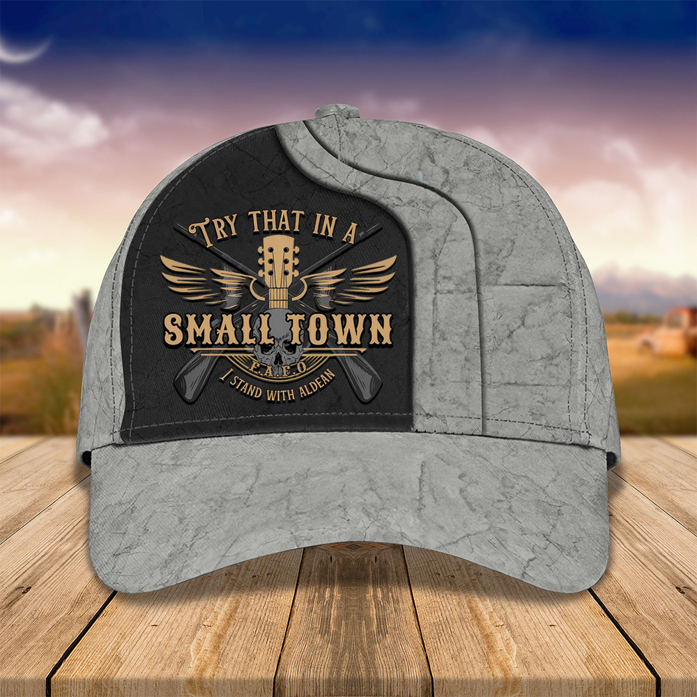 Adeenyc Try That In A Small Town Hat Skull FAFO I Stand With Aldean Small Town Cap Gifts For Fans Trucker Hats Custom Hats Gifts For Men & Women