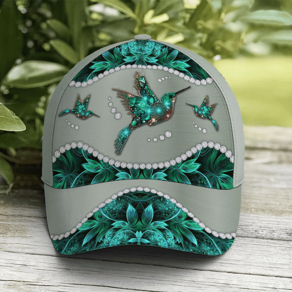 Adeenyc Turquoise Metallic Style Hummingbird Baseball Cap Trucker Hats Custom Hats Gifts For Men & Women