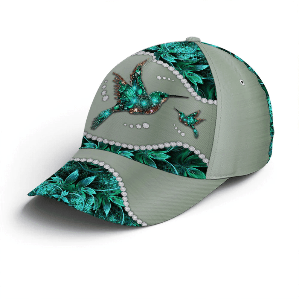 Adeenyc Turquoise Metallic Style Hummingbird Baseball Cap Trucker Hats Custom Hats Gifts For Men & Women