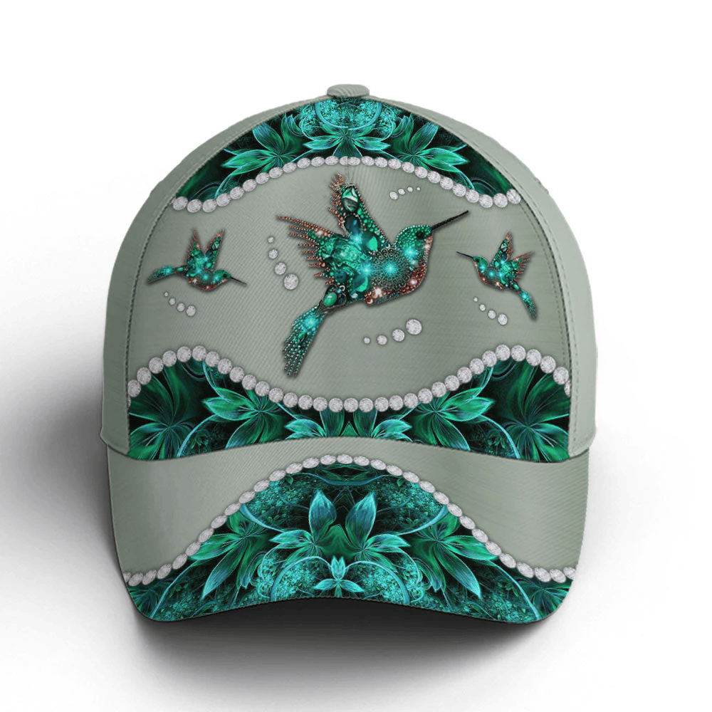 Adeenyc Turquoise Metallic Style Hummingbird Baseball Cap Trucker Hats Custom Hats Gifts For Men & Women