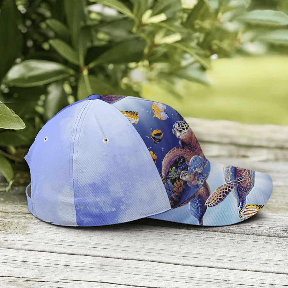 Adeenyc Turtle Ocean Theme Print Baseball Cap All Over Print Trucker Hats Custom Hats Gifts For Men & Women