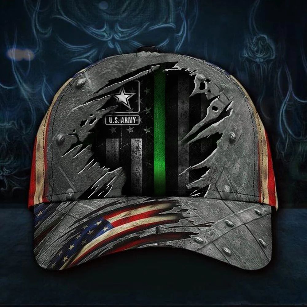 Adeenyc U.S Army Thin Green Line Hat 3D Printed American Flag Vintage Hat Honor Military Gifts Trucker Hats Custom Hats Gifts For Men & Women