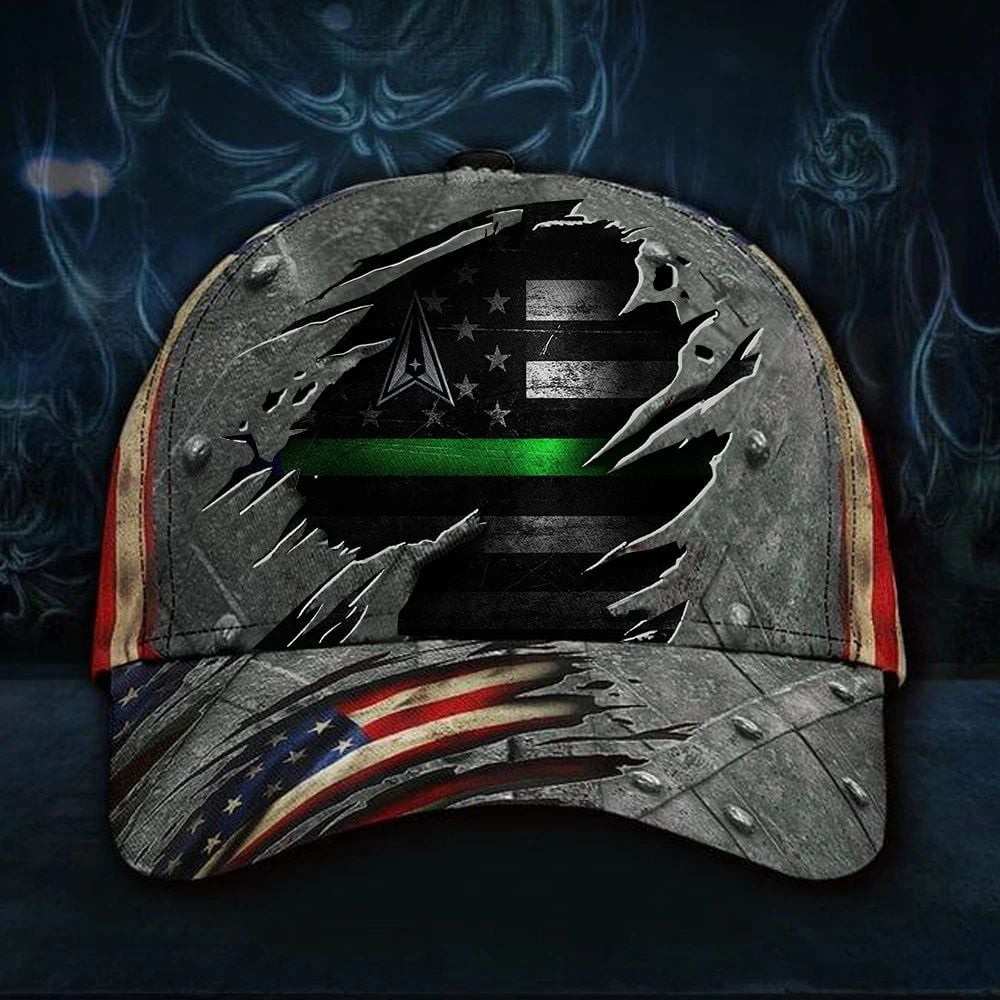 Adeenyc U.S Space Force Thin Green Line Hat 3D Print American Vintage Classic Cap Honor Military Air Force Trucker Hats Custom Hats Gifts For Men & Women