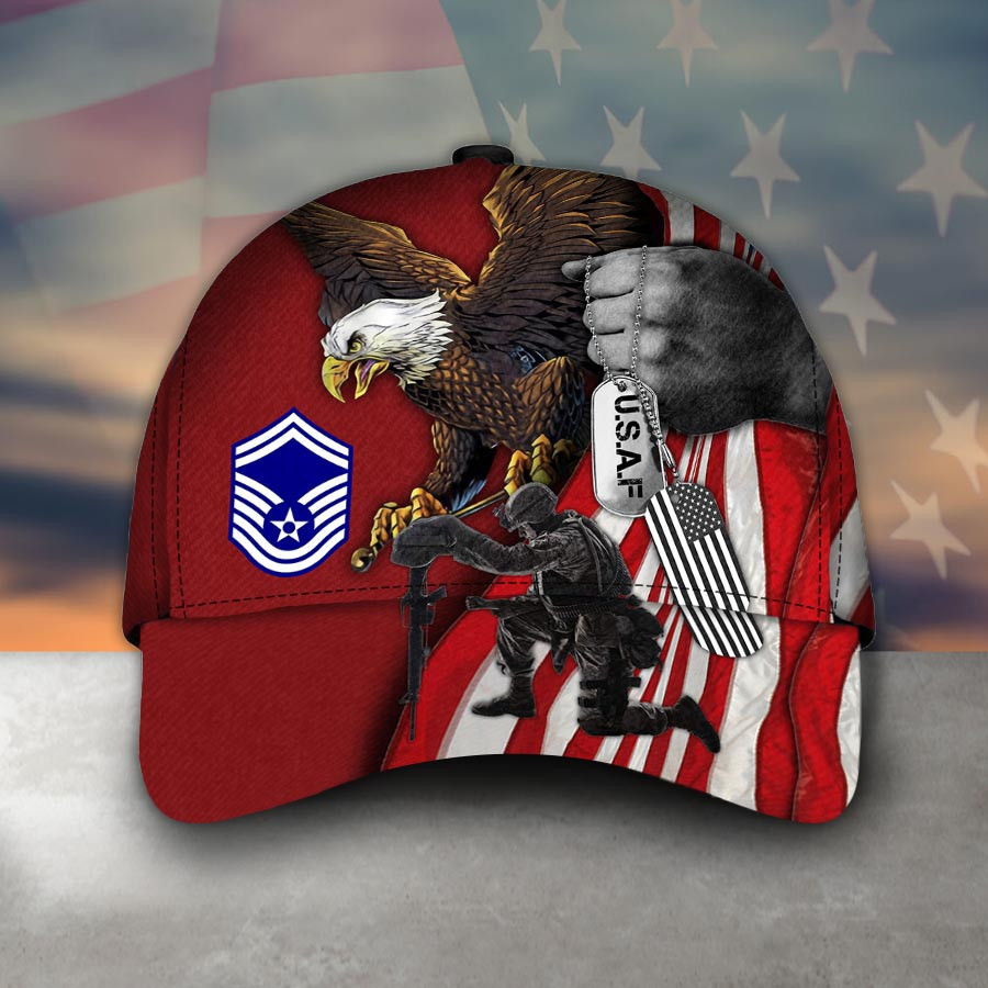 Adeenyc - U.S.A.F With Rank Classic Cap Baseball Hat Trucker Hats Custom Hats Gifts For Men & Women