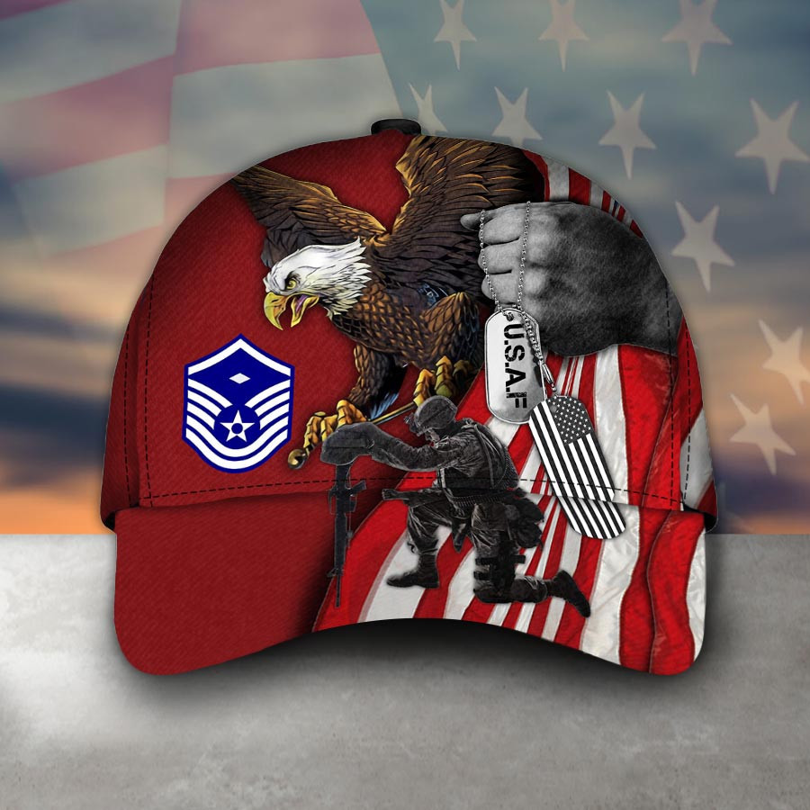 Adeenyc - U.S.A.F With Rank Classic Cap Baseball Hat Trucker Hats Custom Hats Gifts For Men & Women