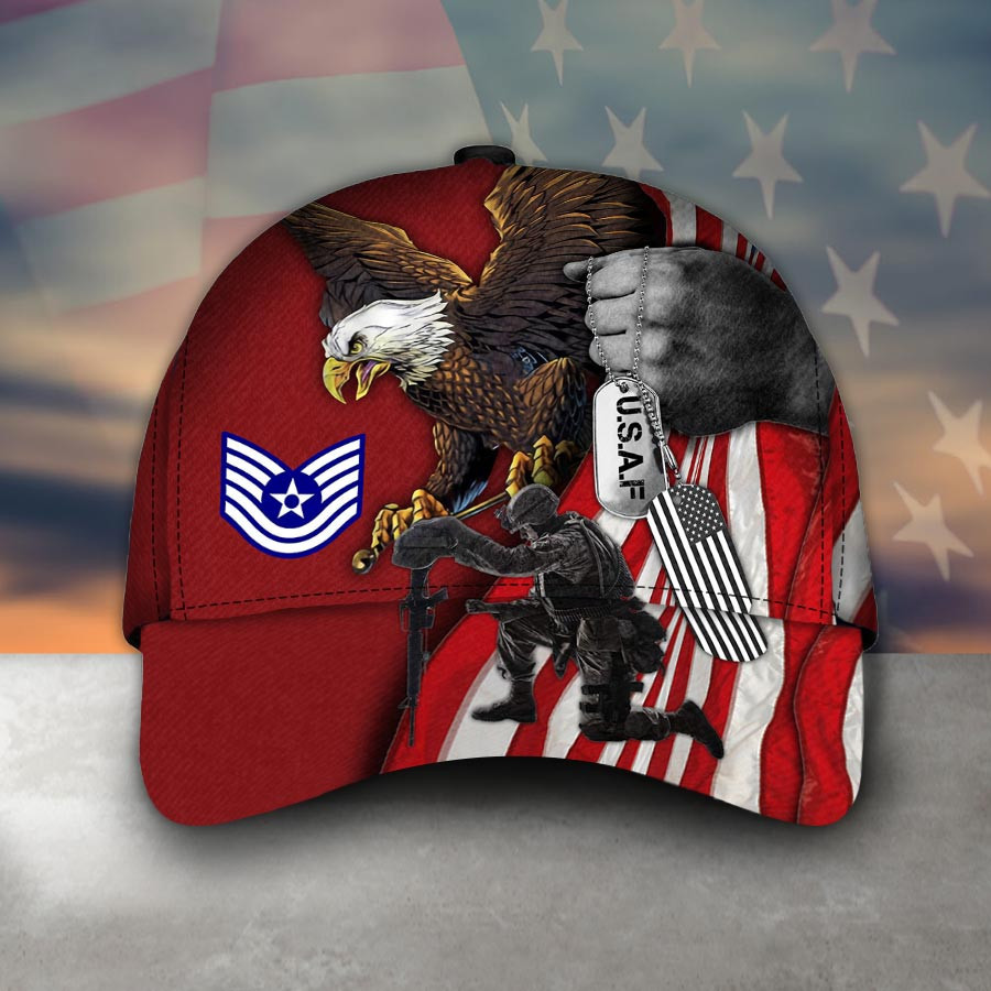Adeenyc - U.S.A.F With Rank Classic Cap Baseball Hat Trucker Hats Custom Hats Gifts For Men & Women