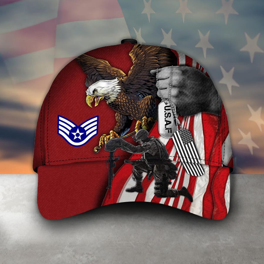 Adeenyc - U.S.A.F With Rank Classic Cap Baseball Hat Trucker Hats Custom Hats Gifts For Men & Women