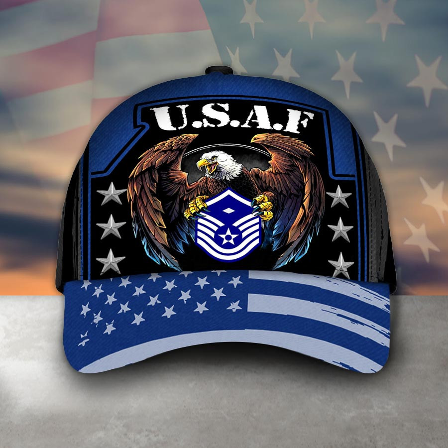 Adeenyc - U.S.A.F With Rank Classic Cap Baseball Hat Trucker Hats Custom Hats Gifts For Men & Women