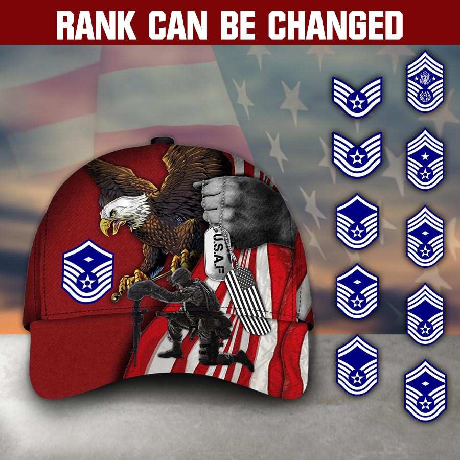 Adeenyc - U.S.A.F With Rank Classic Cap Baseball Hat Trucker Hats Custom Hats Gifts For Men & Women