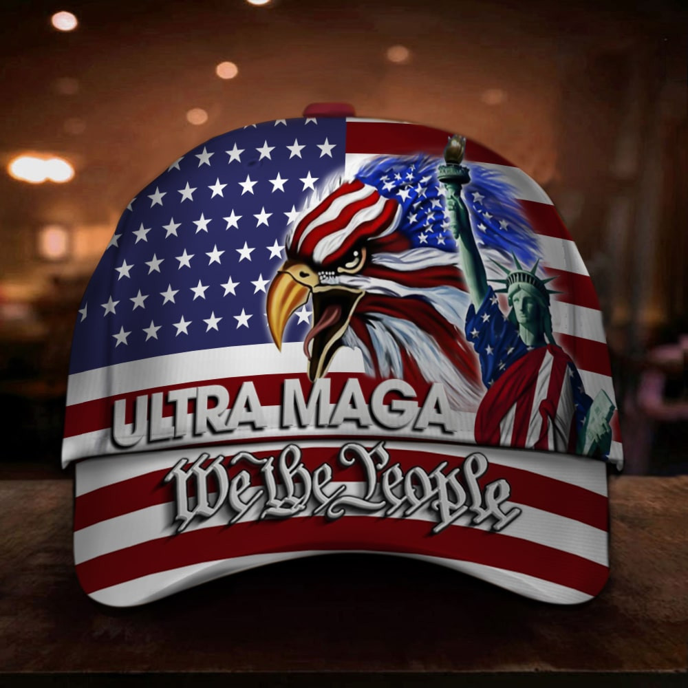 Adeenyc Ultra MAGA Hat We The People Support For Trump 2024 Eagle Liberty American Flag Hats Merch Trucker Hats Custom Hats Gifts For Men & Women