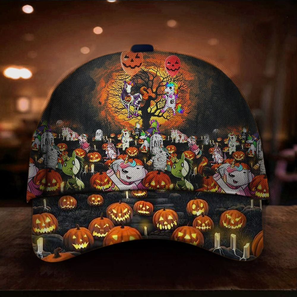 Adeenyc Unicorn Pumpkin Halloween Baseball Classic Cap Halloween Merch Themed Gift Ideas Trucker Hats Custom Hats Gifts For Men & Women