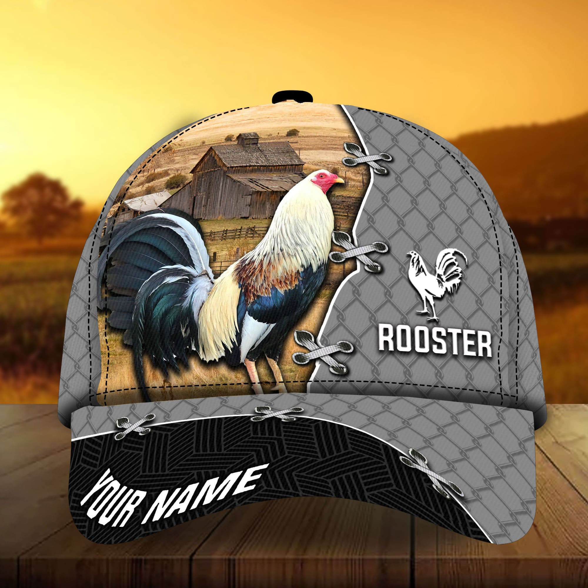 Adeenyc - Unique Farm Frosty Rooster 3D Cap Multicolor Personalized Name Custom Name For Rooster Lover Trucker Hats Custom Hats Gifts For Men & Women