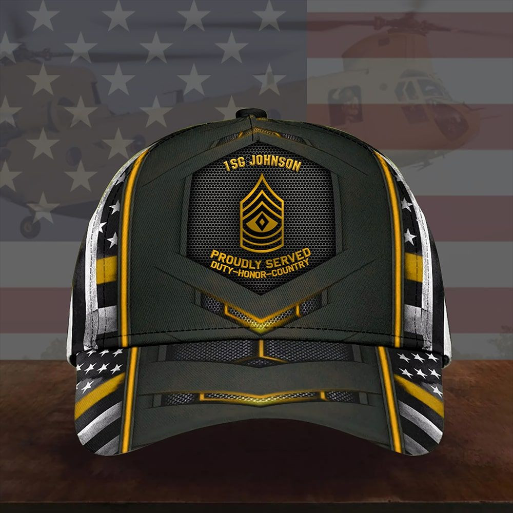 Adeenyc Unique Pesonalized Name, Rank Custom American Army Cap Trucker Hats Custom Hats Gifts For Men & Women