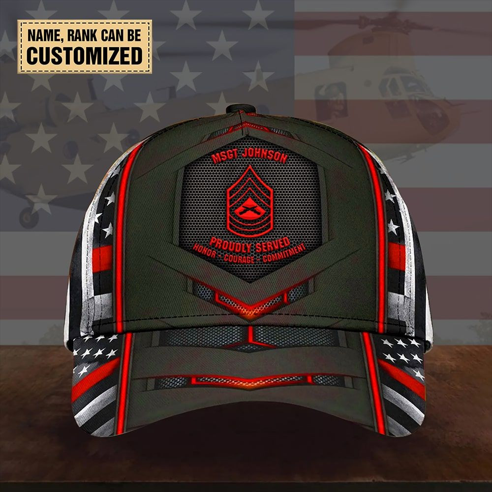 Adeenyc Unique Pesonalized Name, Rank Custom American Army Cap Trucker Hats Custom Hats Gifts For Men & Women