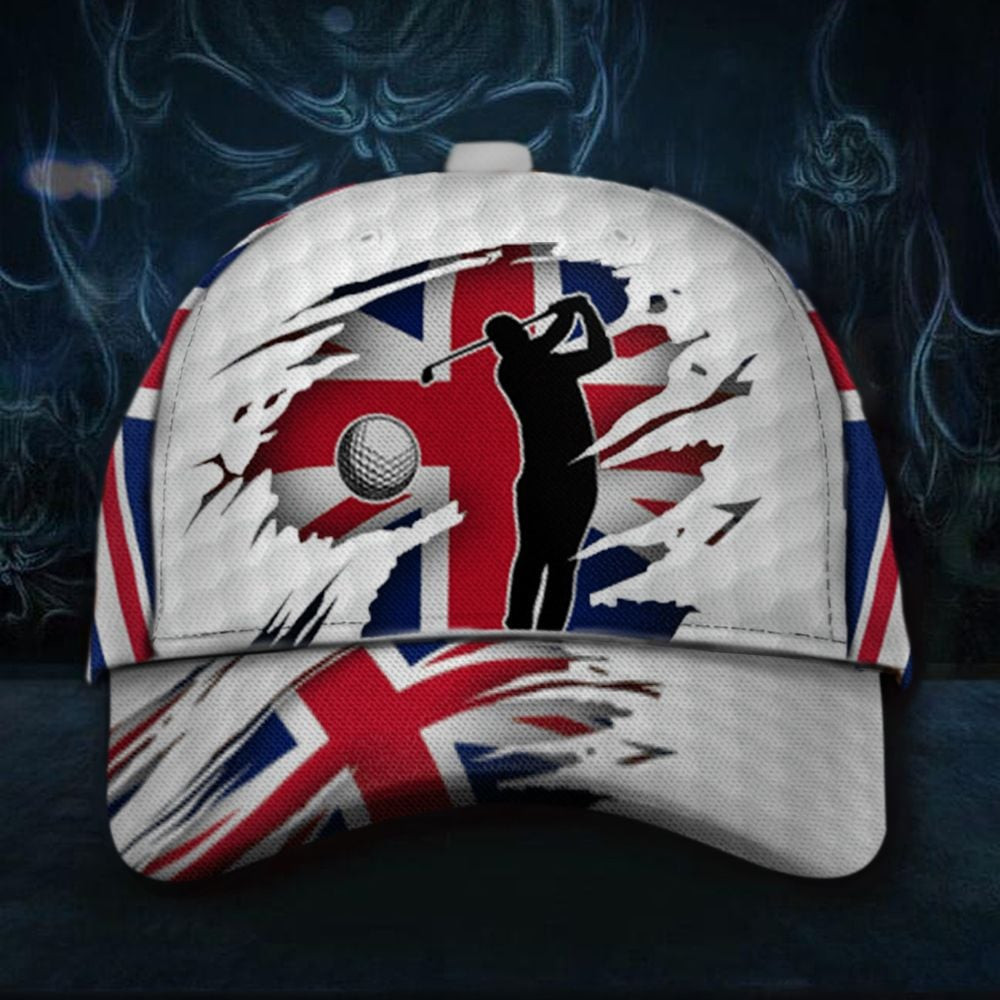 Adeenyc United Kingdom Flag Golfer Classic Cap Vintage Golf Hats Best Gifts For Father Trucker Hats Custom Hats Gifts For Men & Women