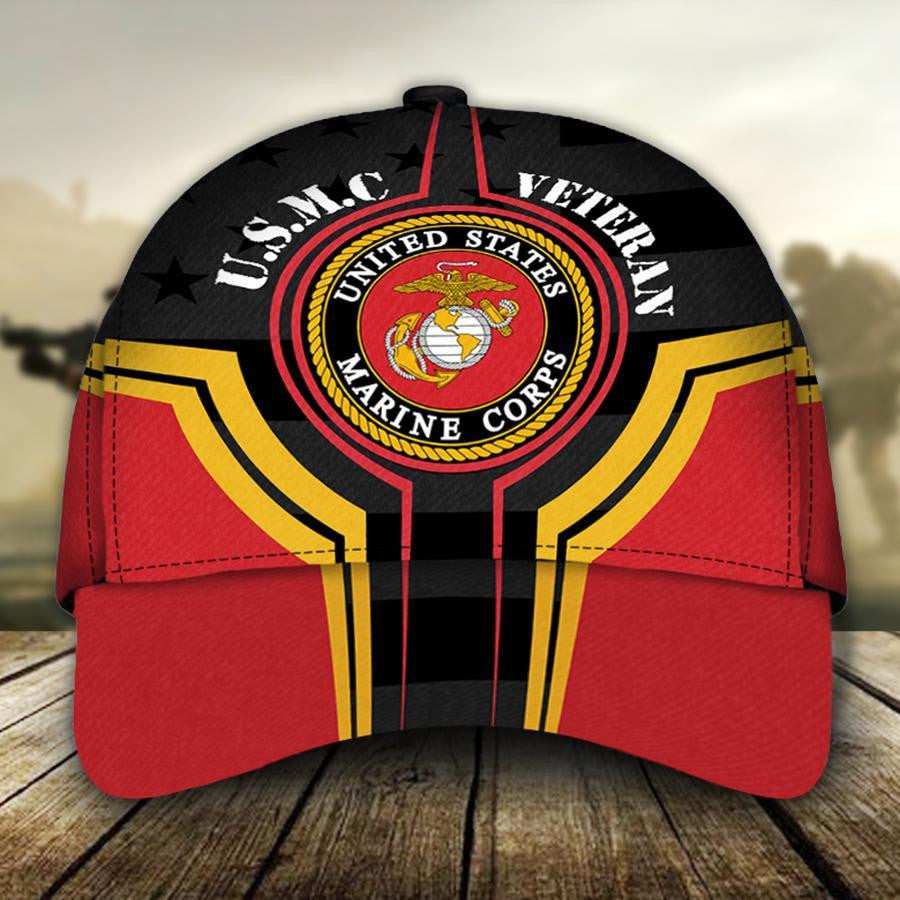 Adeenyc United States Marine Corp Veteran All Over Print Classic Cap Trucker Hats Custom Hats Gifts For Men & Women