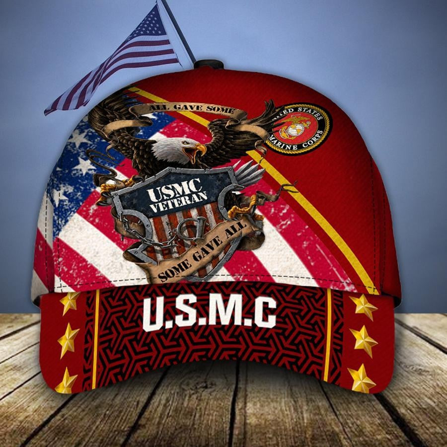 Adeenyc United States Marine Corp Veteran All Over Print Classic Cap Trucker Hats Custom Hats Gifts For Men & Women