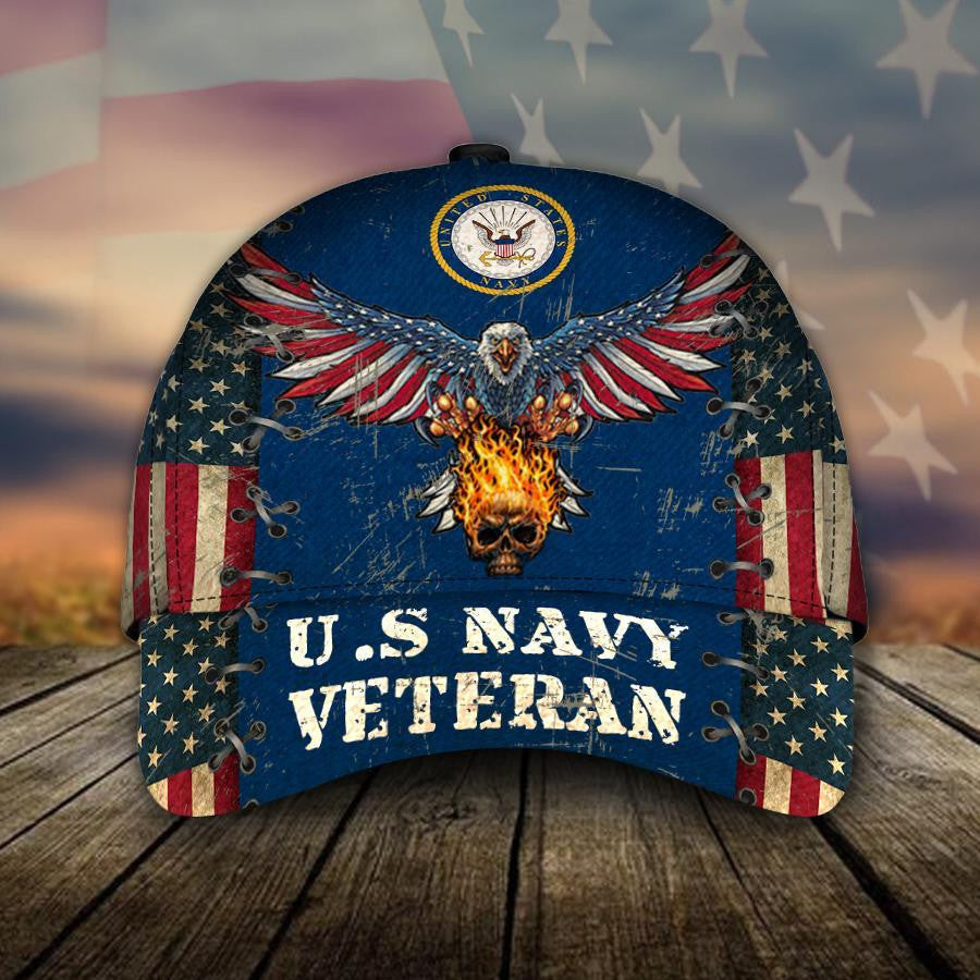 Adeenyc United States Navy Veteran All Over Print Classic Cap Trucker Hats Custom Hats Gifts For Men & Women