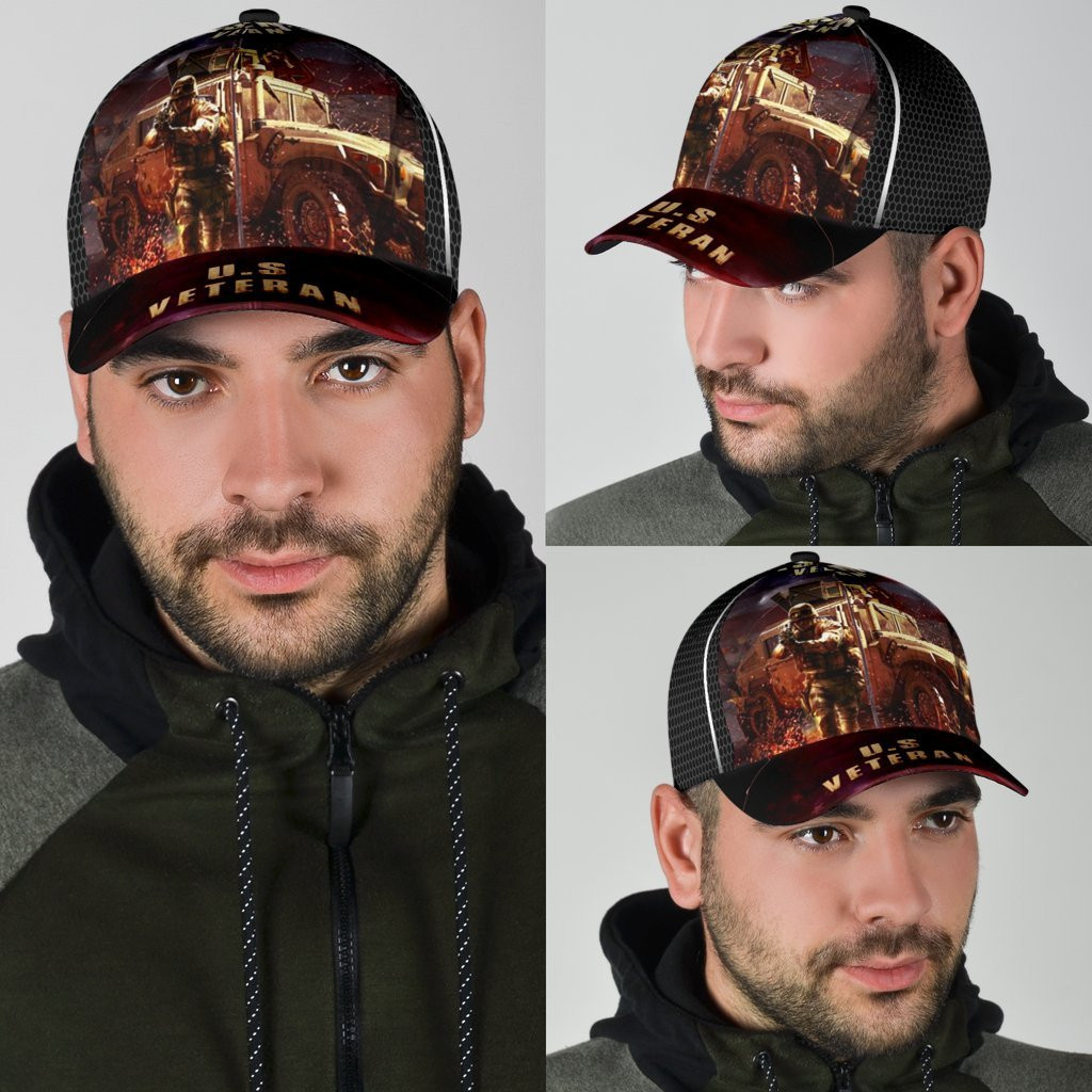 Adeenyc United States Veteran All Over Print Classic Cap Trucker Hats Custom Hats Gifts For Men & Women