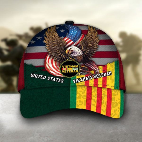 Adeenyc United States Vietnam Veteran VVA Vietnam Veteran America Eagle And American Flag Veteran Days Classic Cap Trucker Hats Custom Hats Gifts For Men & Women