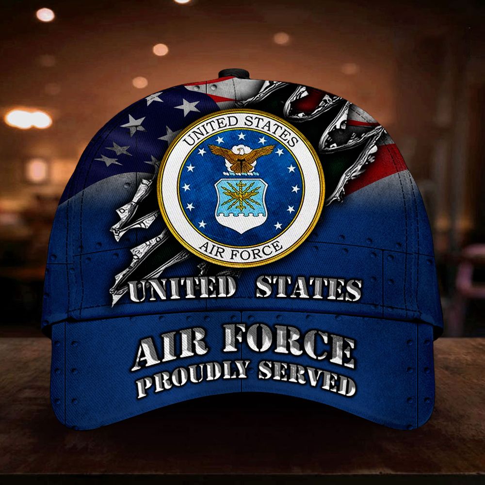 Adeenyc US Air Force Proud Served Cap Proud USAF Logo Honor Air Force Veteran Fourth Of July Gift Trucker Hats Custom Hats Gifts For Men & Women