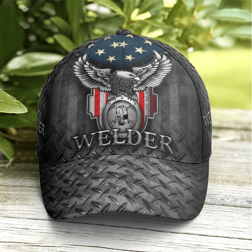 Adeenyc Us Eagle Baseball Cap For Welder Metalic Style Trucker Hats Custom Hats Gifts For Men & Women