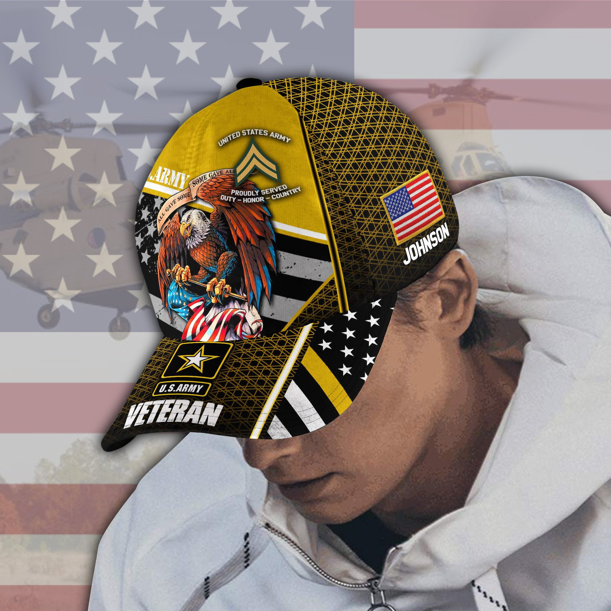 Adeenyc US Military Veteran Classic Cap, Personalized Classic Cap For Veteran Trucker Hats Custom Hats Gifts For Men & Women