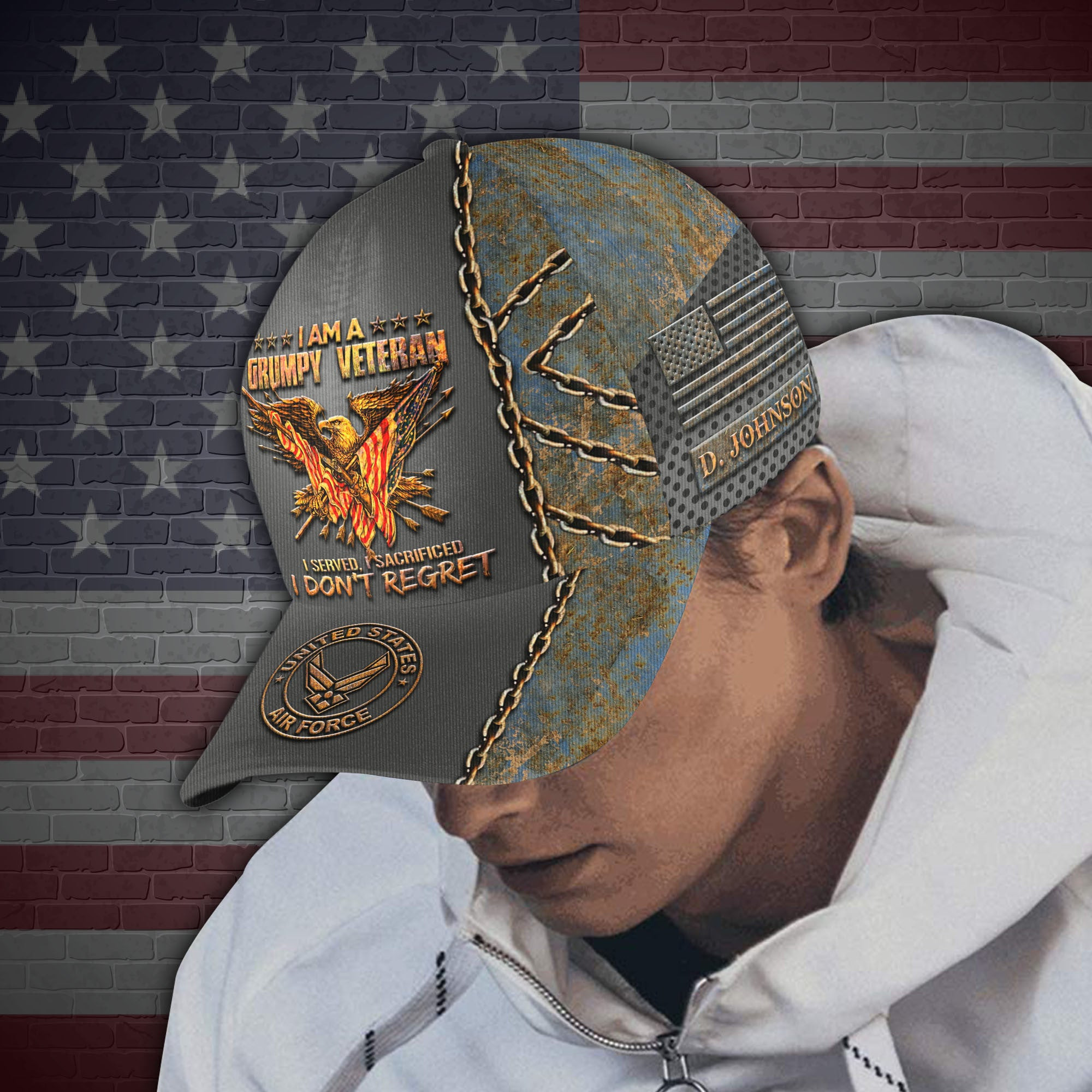 Adeenyc US Military Veteran Classic Cap, Personalized Classic Cap For Veteran Trucker Hats Custom Hats Gifts For Men & Women