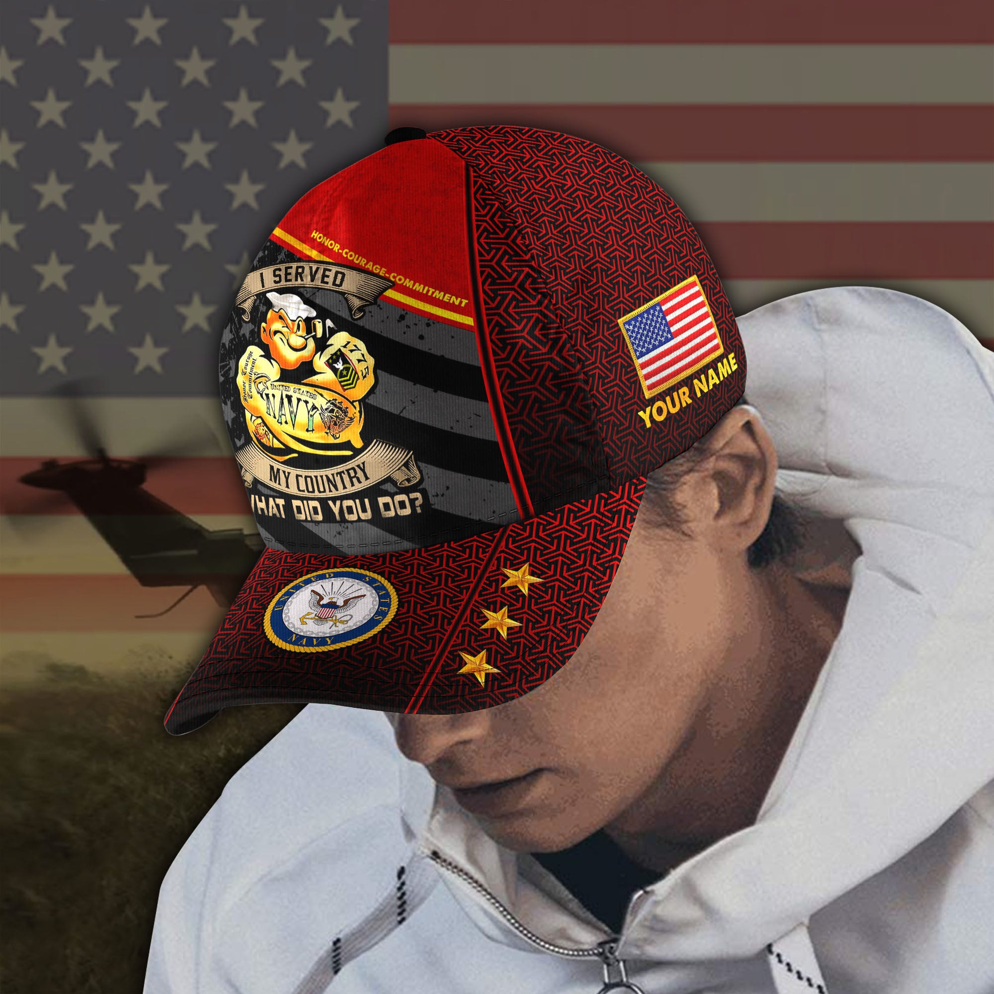 Adeenyc US Military Veteran Classic Cap, Personalized Classic Cap For Veteran Trucker Hats Custom Hats Gifts For Men & Women