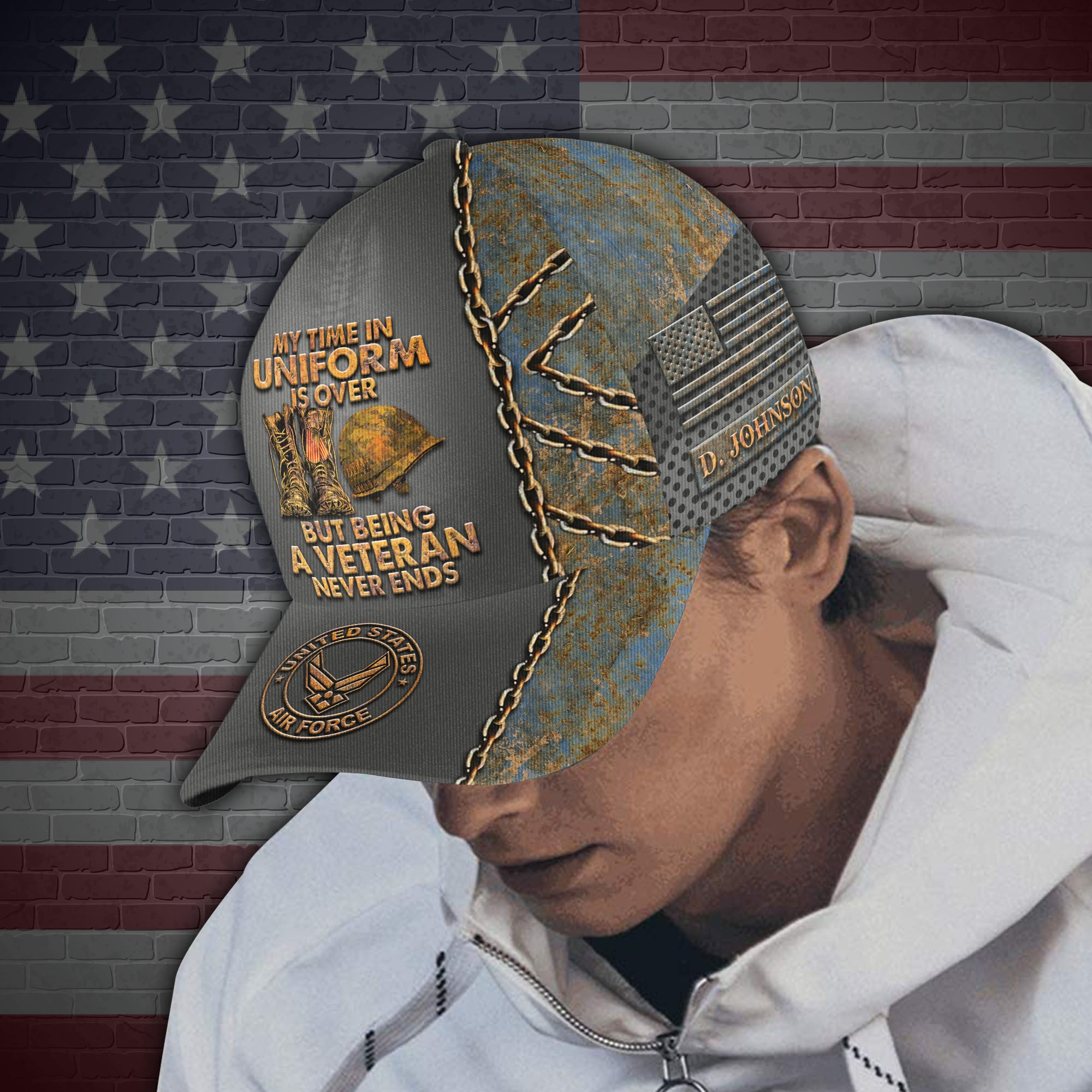 Adeenyc US Military Veteran Classic Cap, Personalized Classic Cap For Veteran Trucker Hats Custom Hats Gifts For Men & Women
