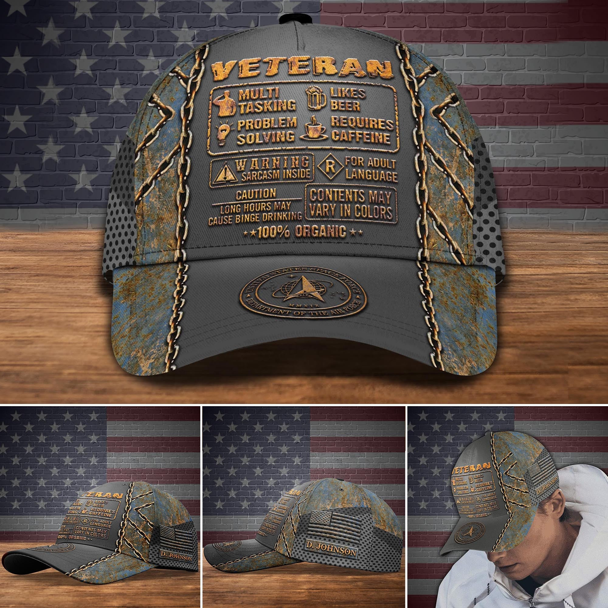 Adeenyc US Military Veteran Classic Cap, Personalized Classic Cap For Veteran Trucker Hats Custom Hats Gifts For Men & Women