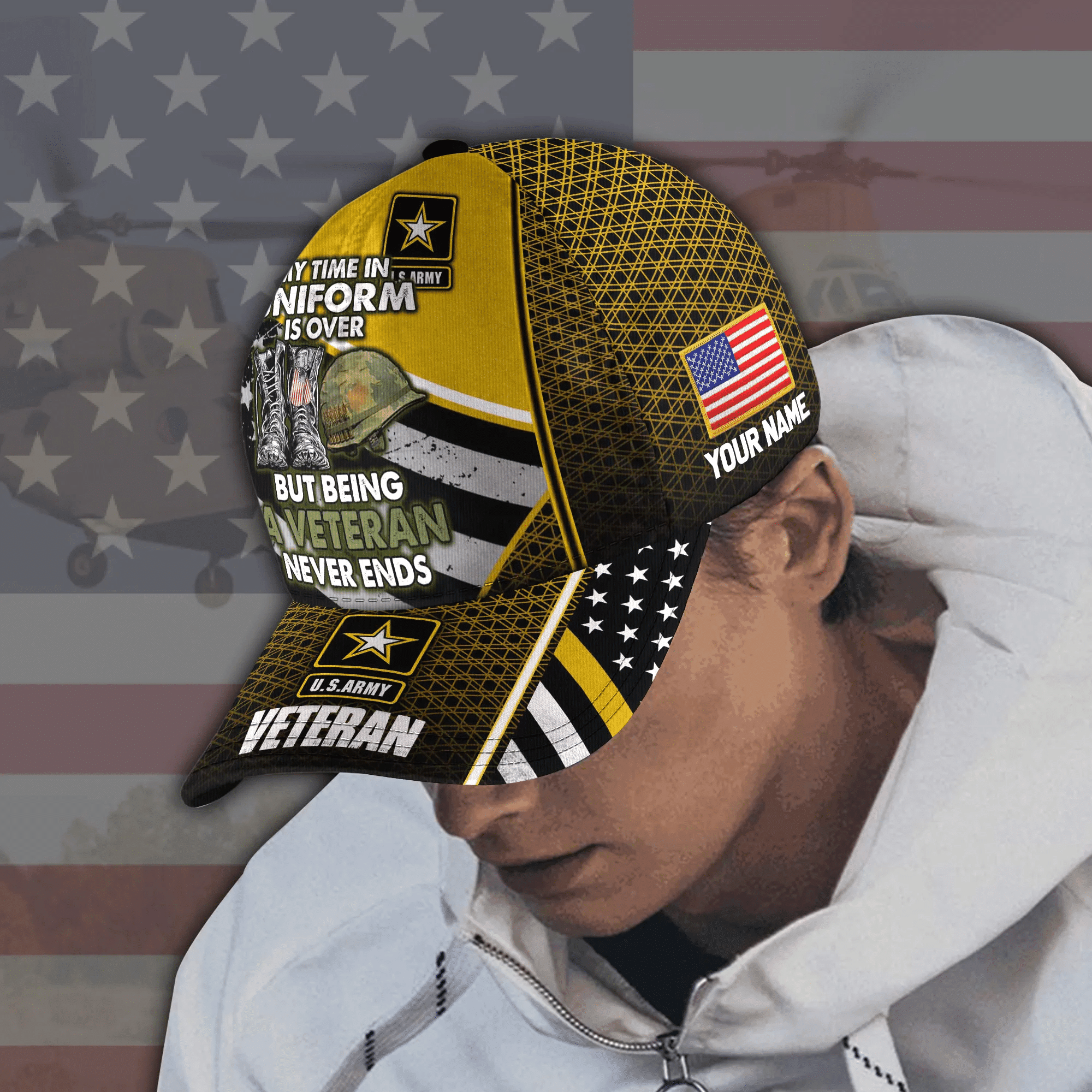 Adeenyc US Military Veteran Classic Cap, Personalized Classic Cap For Veteran Trucker Hats Custom Hats Gifts For Men & Women