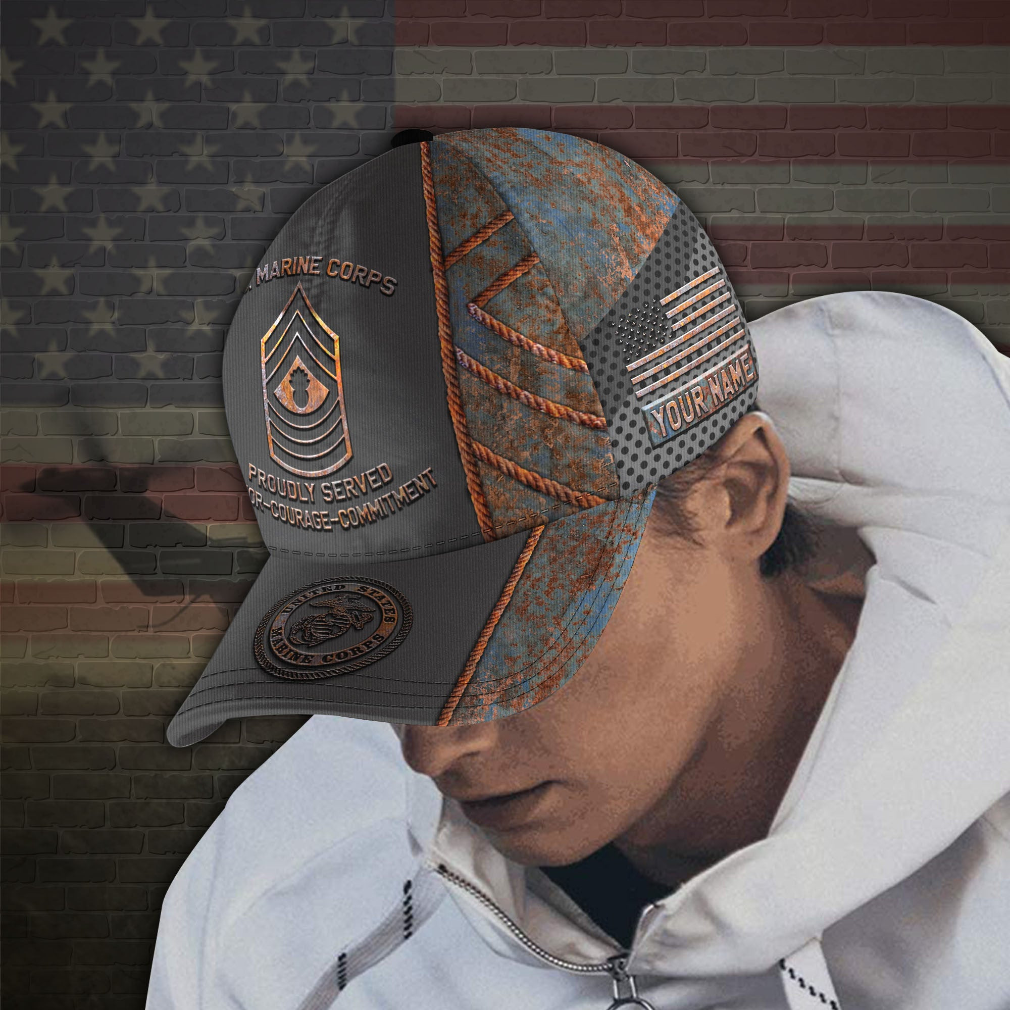 Adeenyc US Military Veteran Classic Cap, Personalized Classic Cap For Veteran Trucker Hats Custom Hats Gifts For Men & Women