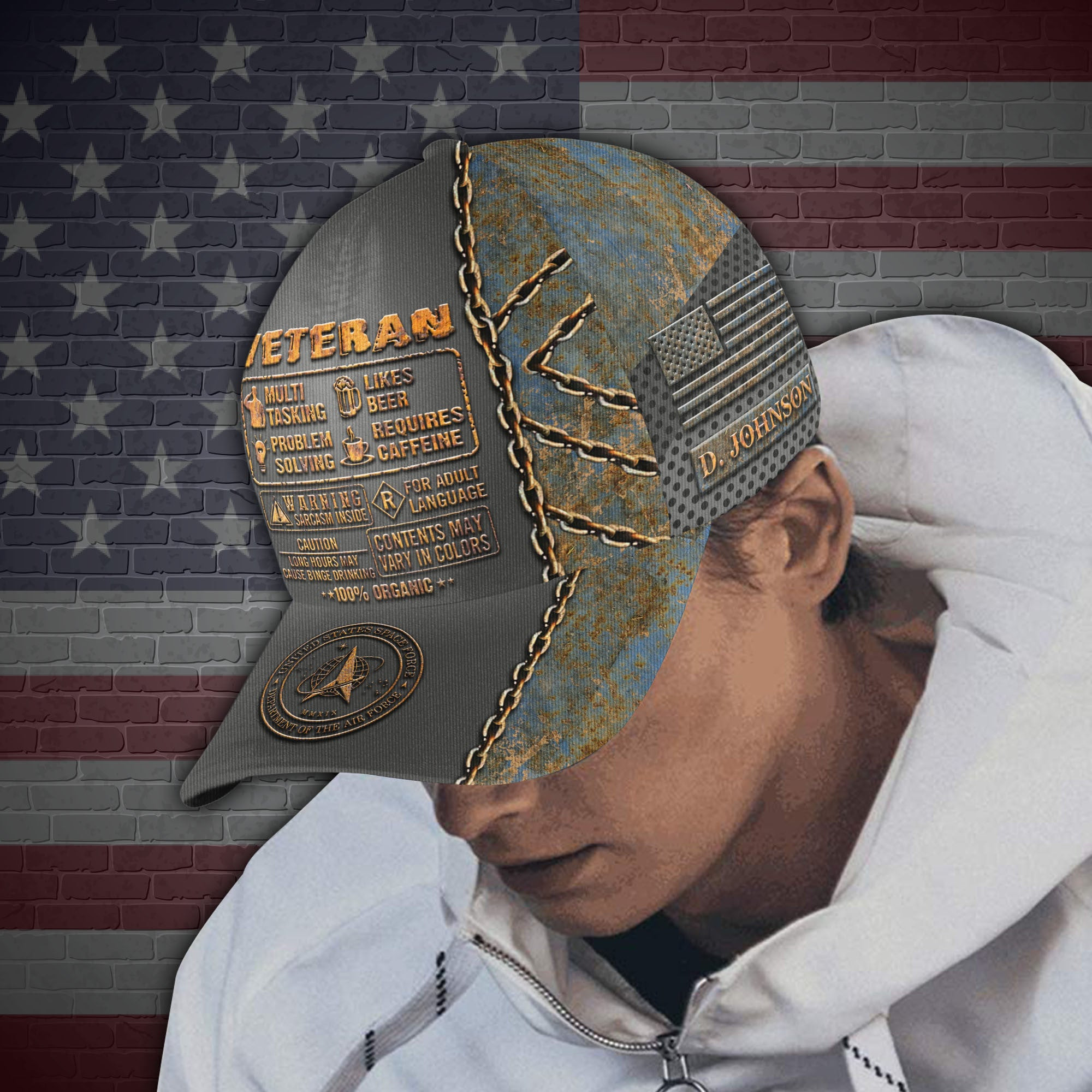 Adeenyc US Military Veteran Classic Cap, Personalized Classic Cap For Veteran Trucker Hats Custom Hats Gifts For Men & Women