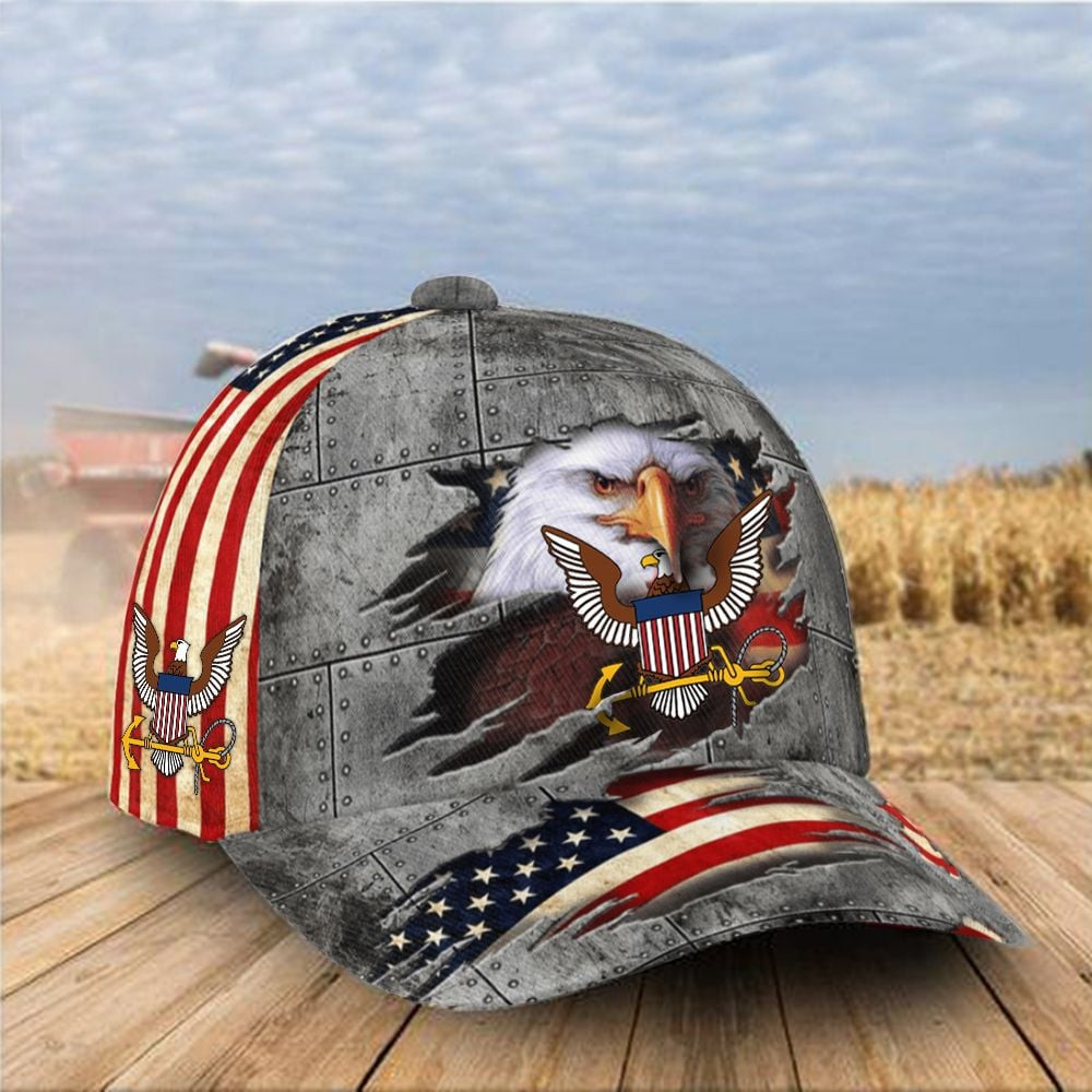 Adeenyc US Navy Hat Eagle American Flag US Navy Ball Classic Cap Unique Patriotic 4Th Of July Gift Trucker Hats Custom Hats Gifts For Men & Women