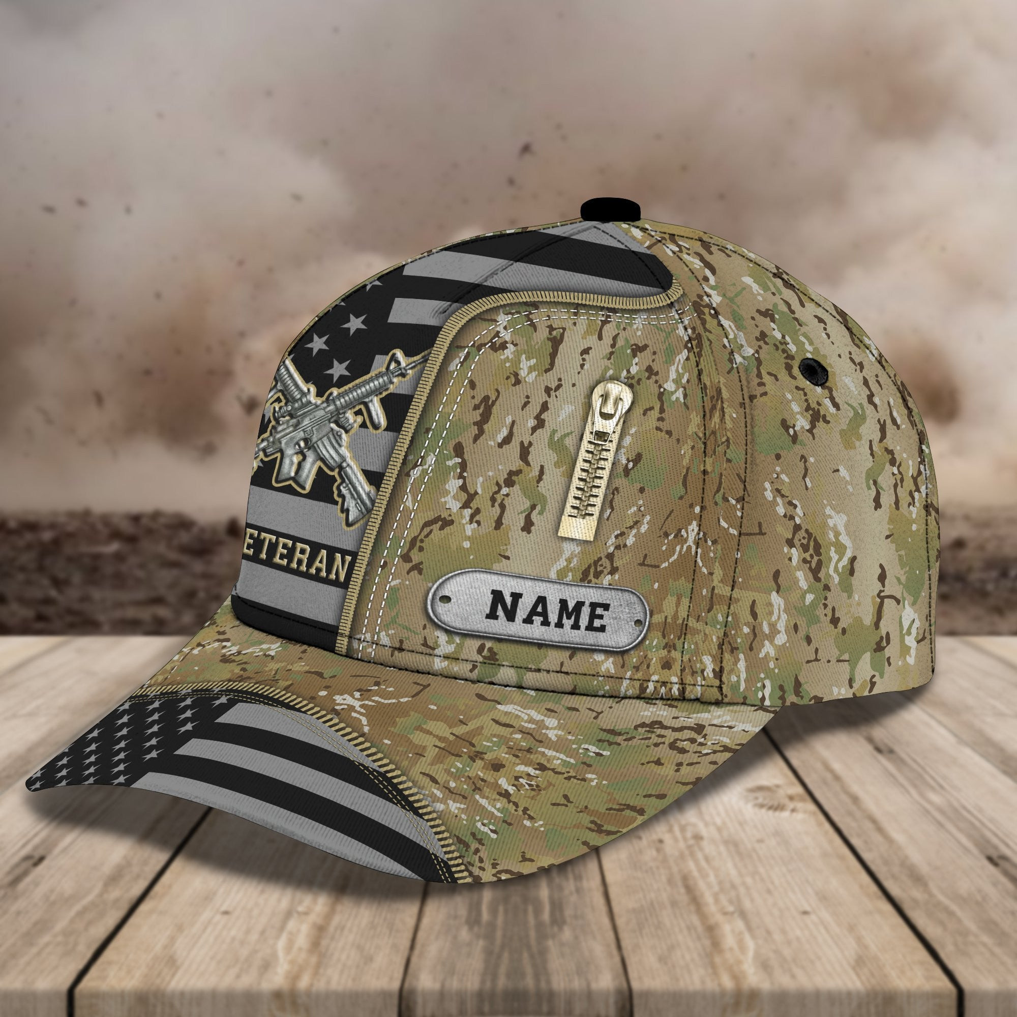 Adeenyc Us Veterans Personalized Name All Over Print Classic Cap Trucker Hats Custom Hats Gifts For Men & Women