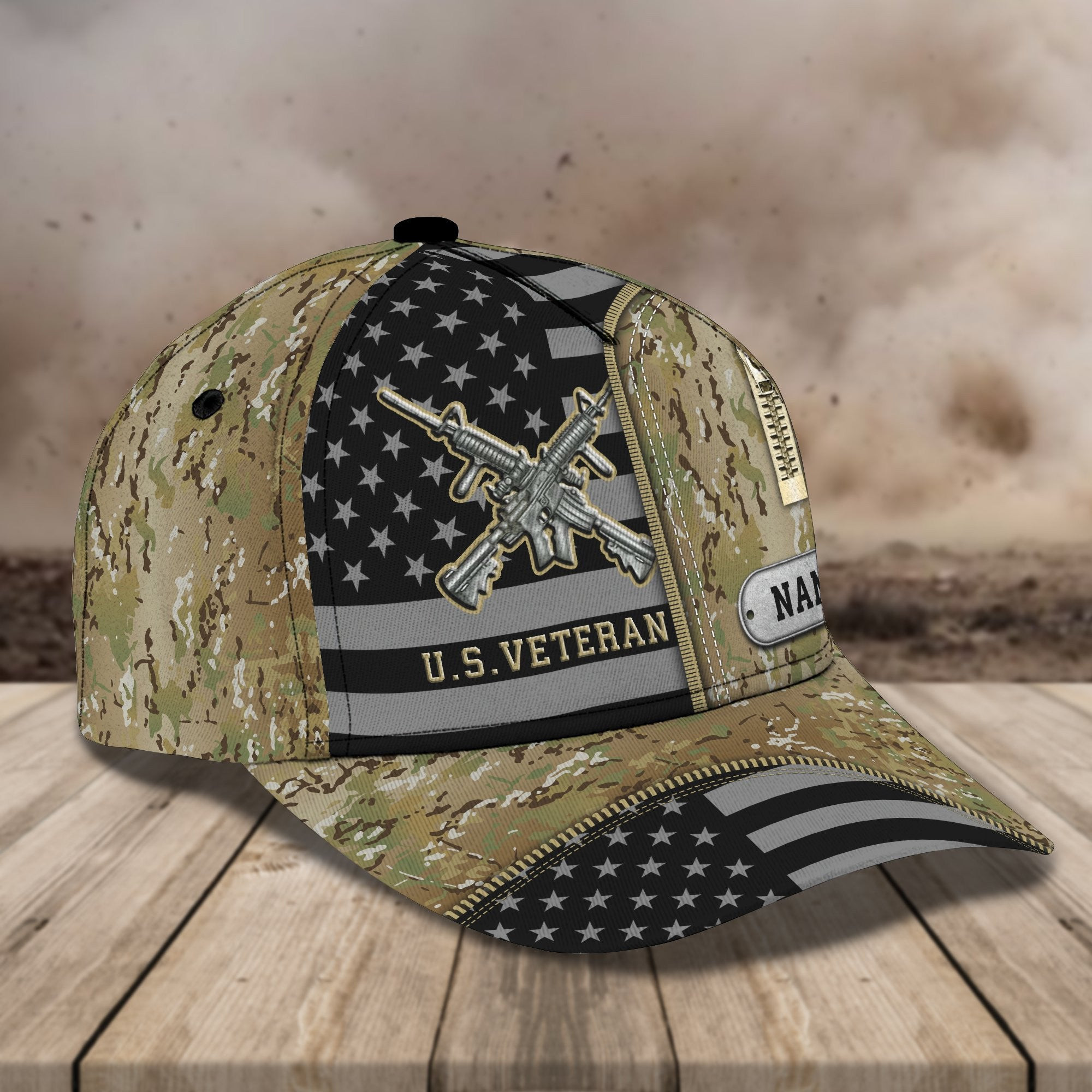 Adeenyc Us Veterans Personalized Name All Over Print Classic Cap Trucker Hats Custom Hats Gifts For Men & Women