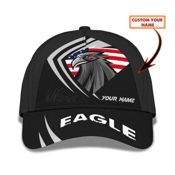 Adeenyc USA Eagle 3D Classic Cap Eagle Custom Name Baseball Cap Trucker Hats Custom Hats Gifts For Men & Women