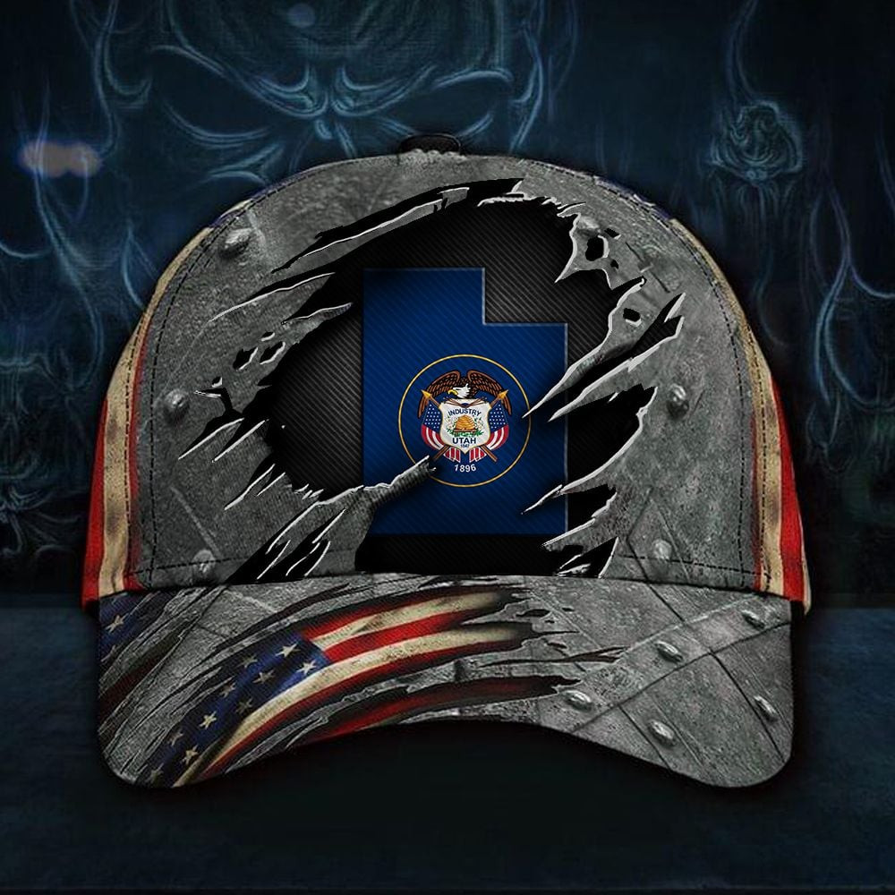 Adeenyc Utah State Flag And US Flag Hat Patriotic American Classic Cap 4th Of July Gift Ideas Trucker Hats Custom Hats Gifts For Men & Women
