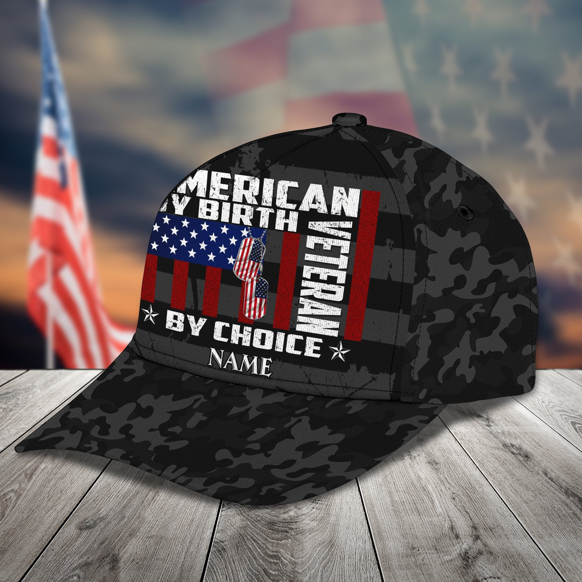 Adeenyc Veteran By Choice Classic Cap -Loop- Personalized Name All Over Print Classic Cap Trucker Hats Custom Hats Gifts For Men & Women