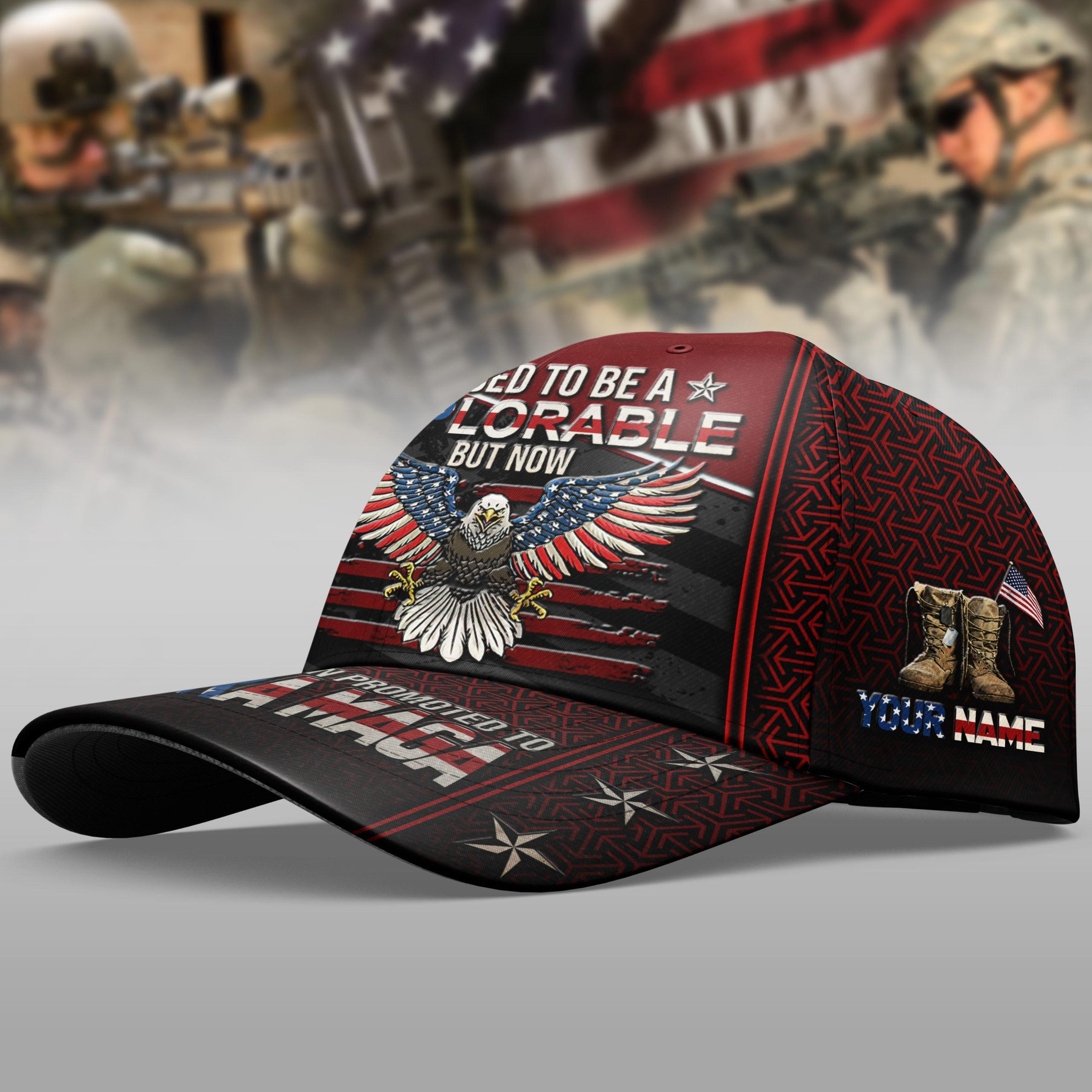 Adeenyc Veteran Cap Custom Name, I Used To Be A Deplorable , Gift For Veterans Trucker Hats Custom Hats Gifts For Men & Women