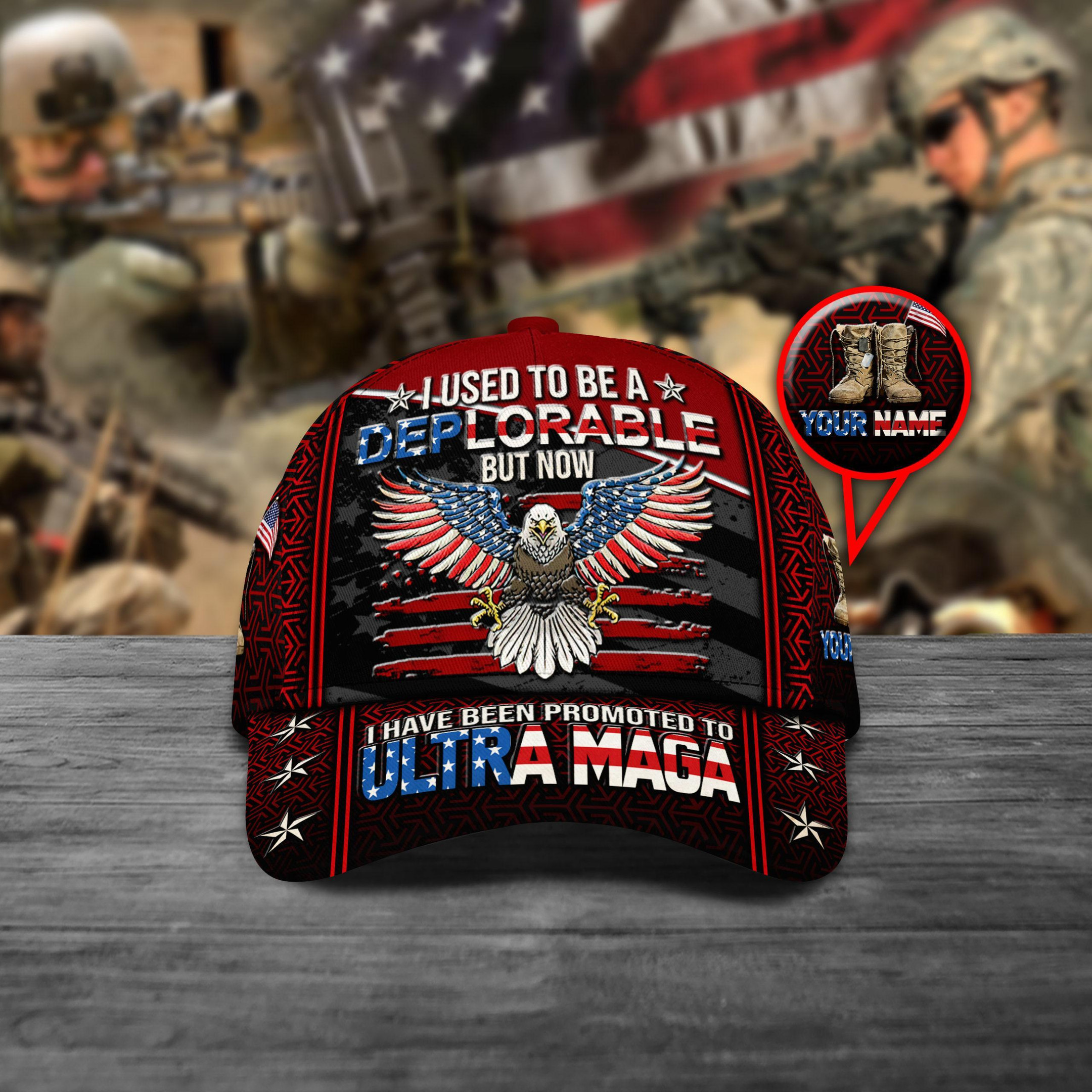 Adeenyc Veteran Cap Custom Name, I Used To Be A Deplorable , Gift For Veterans Trucker Hats Custom Hats Gifts For Men & Women