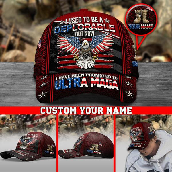 Adeenyc Veteran Cap Custom Name, I Used To Be A Deplorable , Gift For Veterans Trucker Hats Custom Hats Gifts For Men & Women