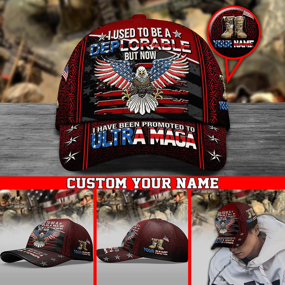 Adeenyc Veteran Cap Custom Name, I Used To Be A Deplorable , Gift For Veterans Trucker Hats Custom Hats Gifts For Men & Women