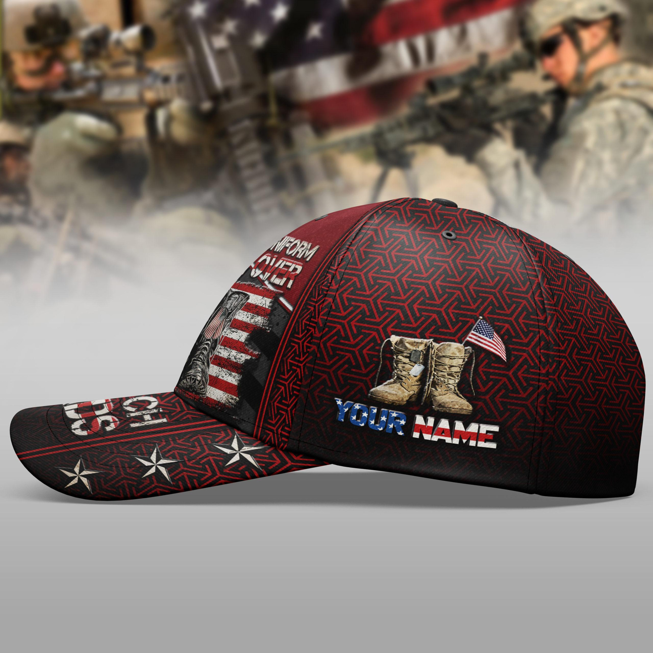 Adeenyc Veteran Cap Custom Name, My Time In Uniform May be Over, Gift For Veterans Trucker Hats Custom Hats Gifts For Men & Women