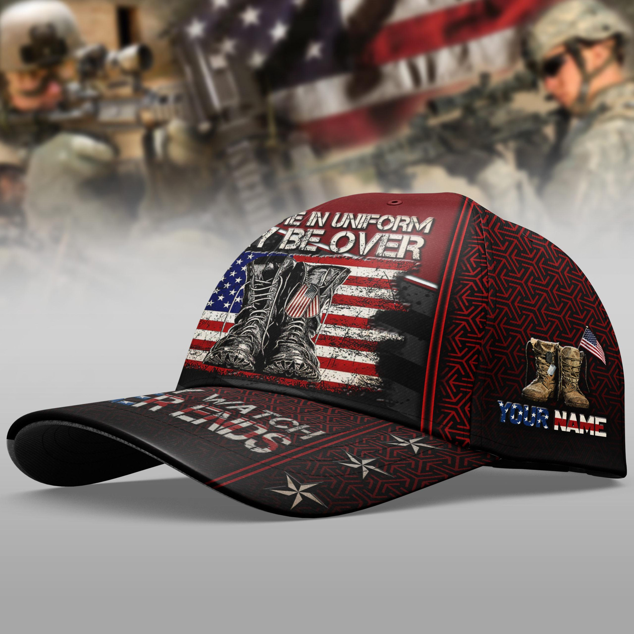 Adeenyc Veteran Cap Custom Name, My Time In Uniform May be Over, Gift For Veterans Trucker Hats Custom Hats Gifts For Men & Women