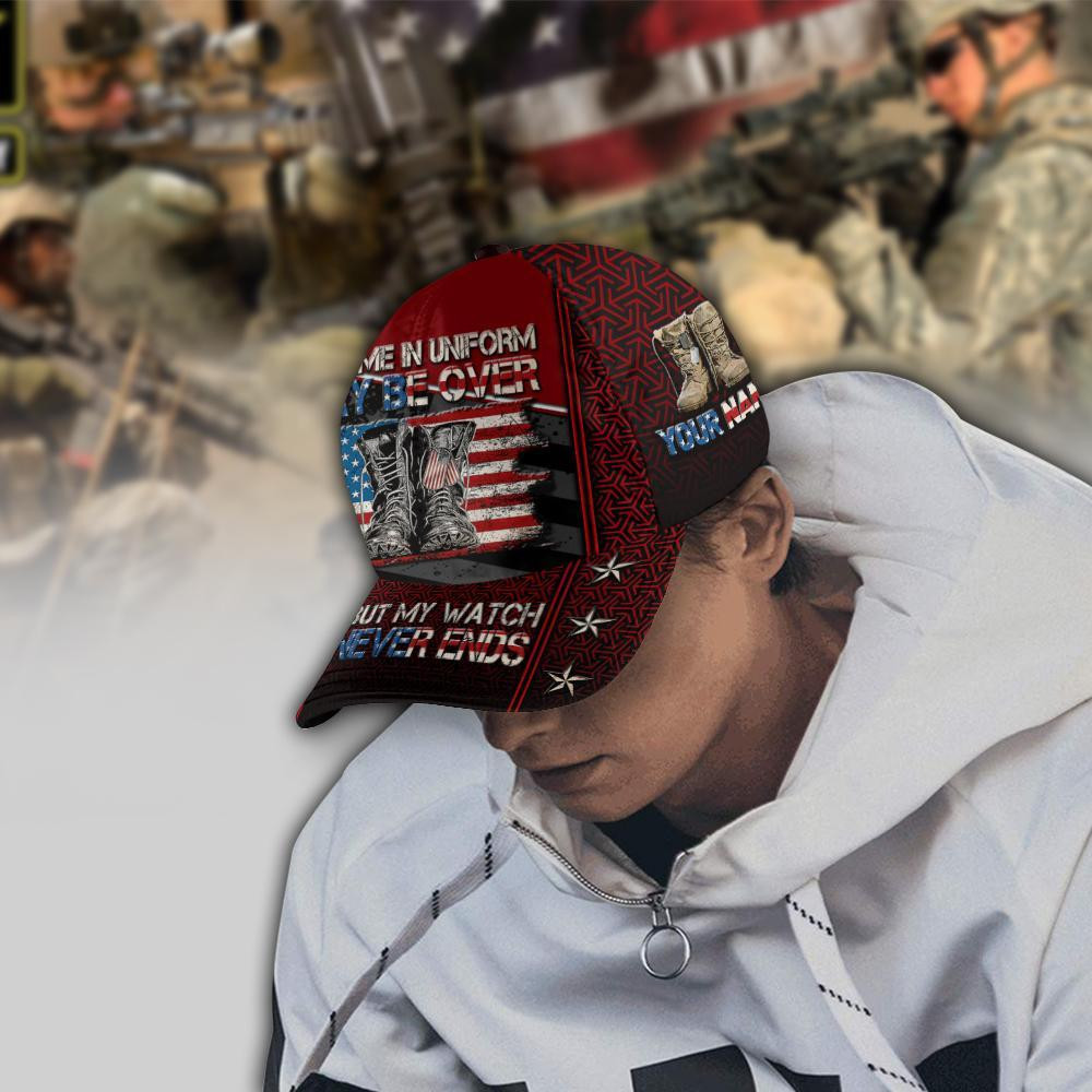 Adeenyc Veteran Cap Custom Name, My Time In Uniform May be Over, Gift For Veterans Trucker Hats Custom Hats Gifts For Men & Women