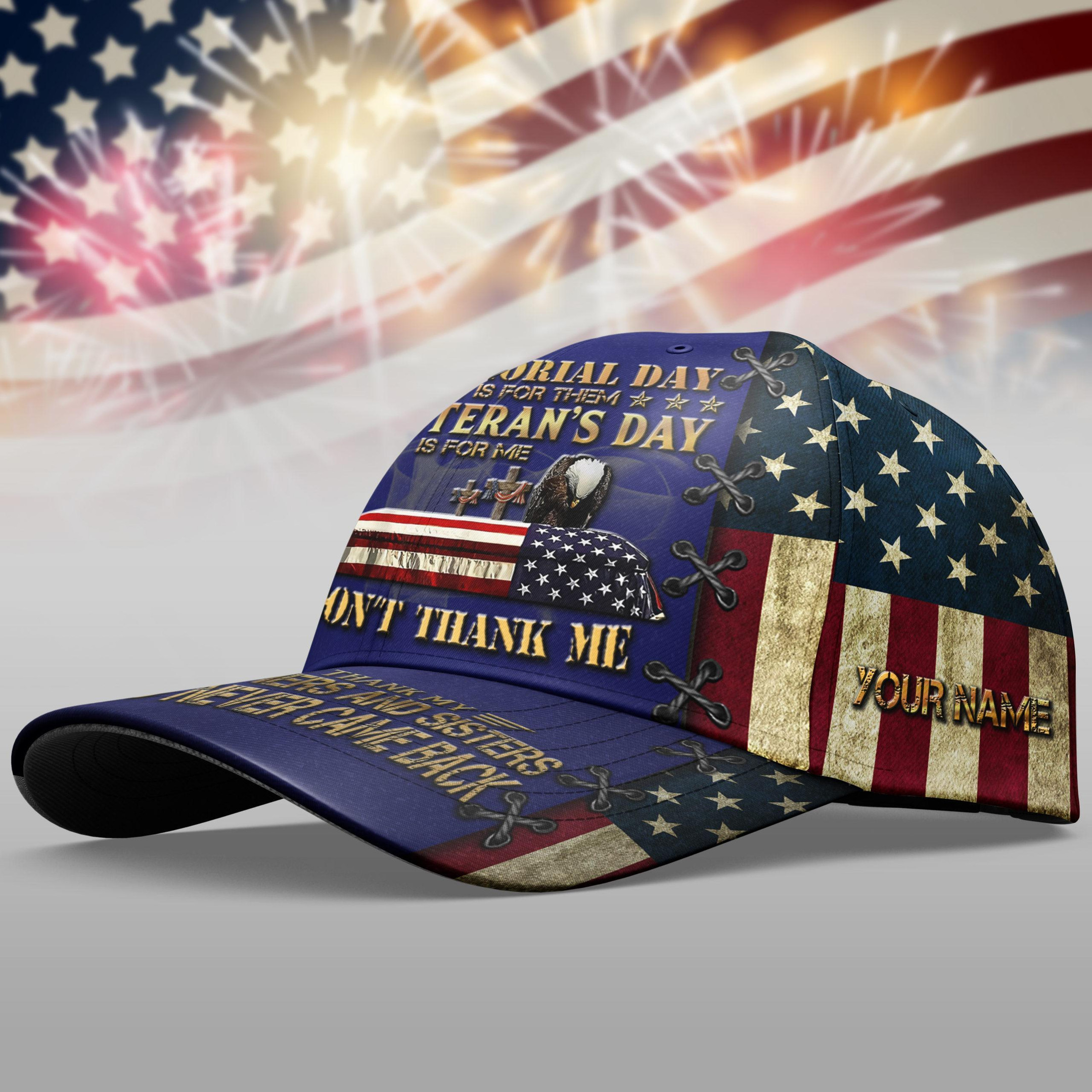 Adeenyc Veteran Cap Custom Your Name, Gift For Veterans, Memorial Day Trucker Hats Custom Hats Gifts For Men & Women