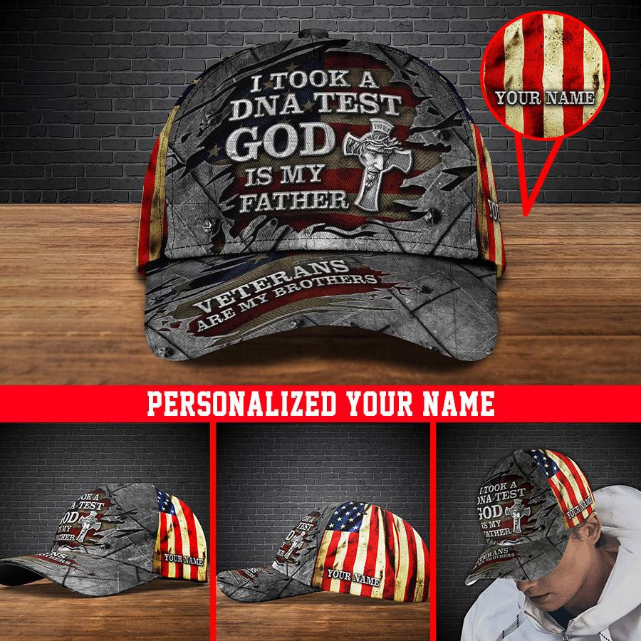 Adeenyc Veteran Cap Personalized Your Name, I Took A DNA Test, USA Cap, Veteran Gifts Trucker Hats Custom Hats Gifts For Men & Women